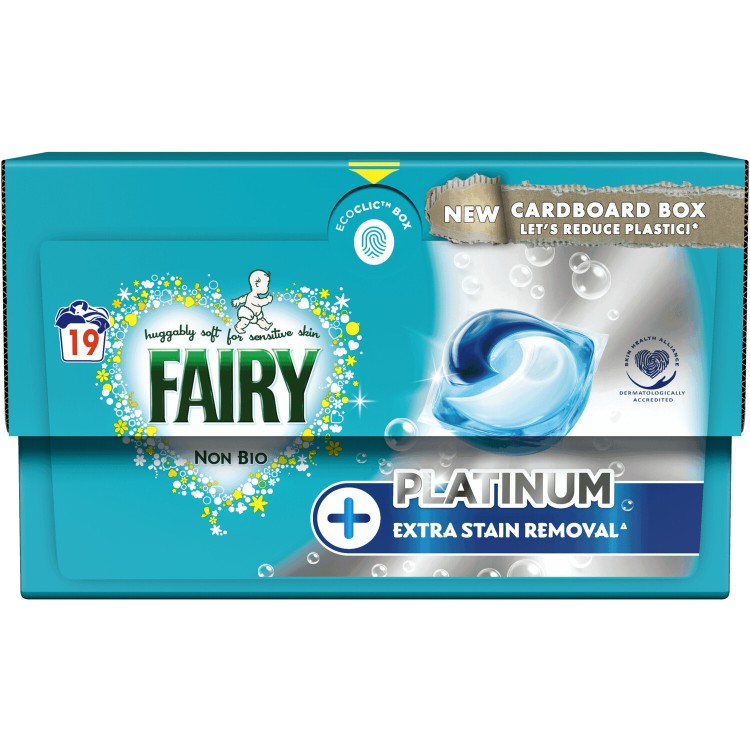 FAIRY PLATINUM + STAIN REMOVER skalbimo kapsulės 19 vnt