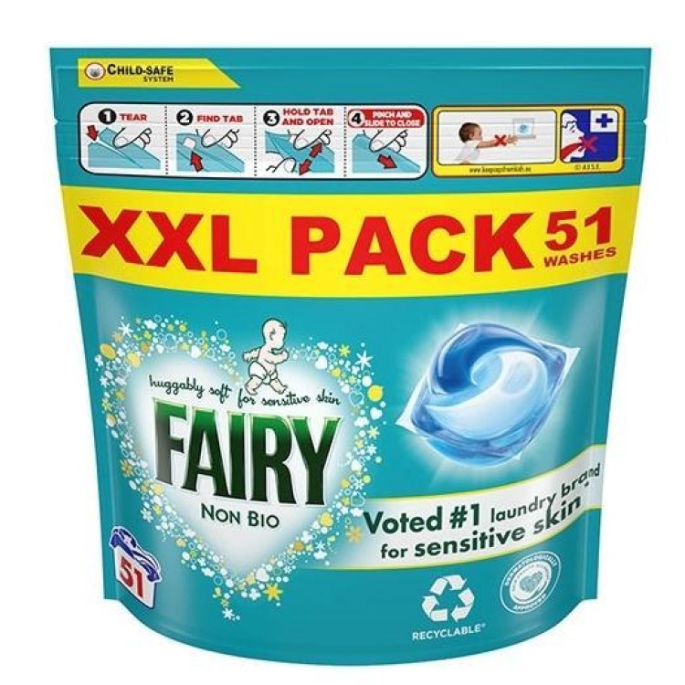 FAIRY NON BIO PODS skalbimo kapsulės jautriai odai  51 vnt