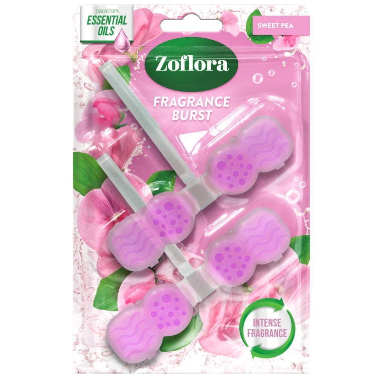 ZOFLORA RIM BLOCK SWEET PEA pakabinami tualeto muiliukai 2 vnt ZOFLORA RIM BLOCK SWEET PEA pakabinami tualeto muiliukai 2 vnt