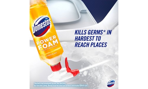 DOMESTOS POWER FOAM CITRUS FRESH vonios kambario ir wc valiklis 450 ml