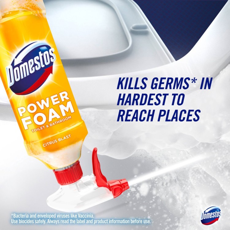 DOMESTOS POWER FOAM CITRUS FRESH vonios kambario ir wc valiklis 450 ml