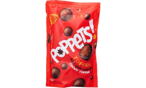 PAYNES POPPETS CHOC TOFFEE POUCH žirniukai 130 g