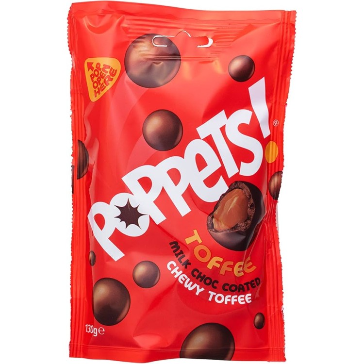 PAYNES POPPETS CHOC TOFFEE POUCH žirniukai 130 g