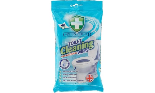 GREEN SHIELD TOILET CLEANING WIPES tualeto valymo antibakterinės servetėlės 40 vnt