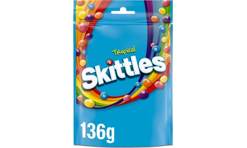 SKITTLES TROPICAL BAG žirniukai tropinių vaisių skonio 136 g