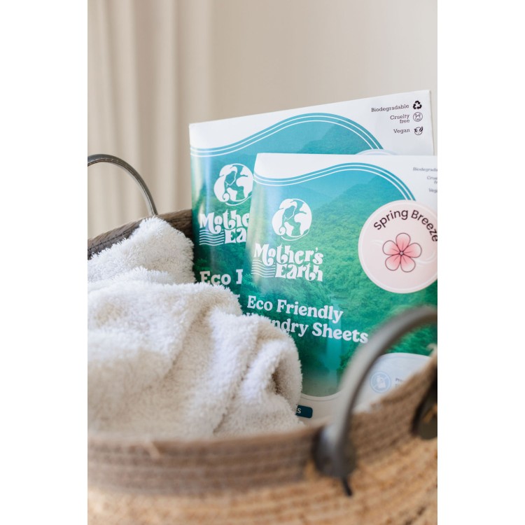 MOTHERS EARTH LAUNDRY SHEETS SPRING BREEZE ekologiški skalbimo lapeliai 30 vnt