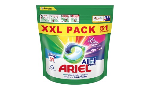 ARIEL 3 in 1 skalbimo kapsulės spalvotiems 51 vnt