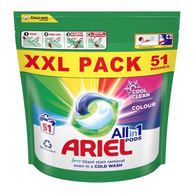 ARIEL 3 in 1 skalbimo kapsulės spalvotiems 51 vnt