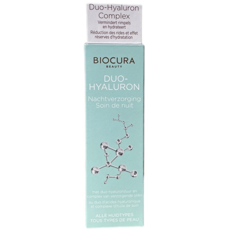 BIOCURA DUO-HYALURON naktinis hialurono gelis veidui 50 ml