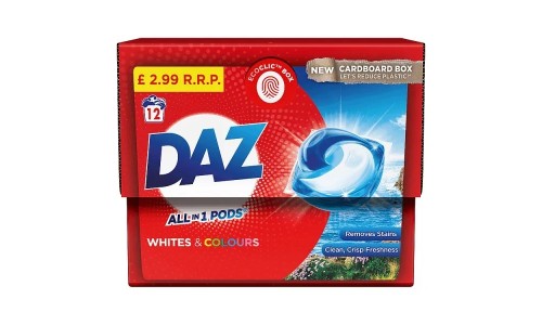 DAZ GO PODS skalbimo kapsulės baltiems ir spalvotiems audiniams 12 vnt