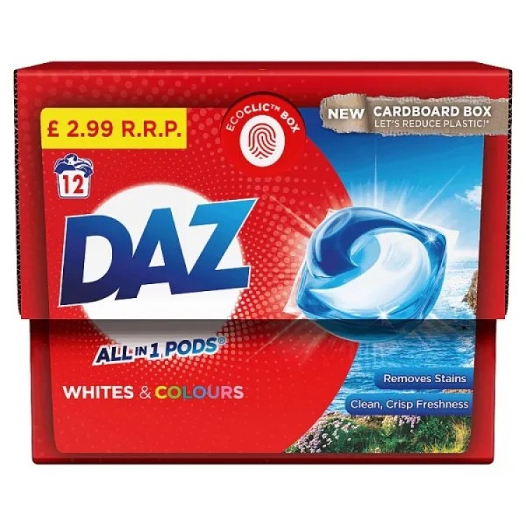 DAZ GO PODS skalbimo kapsulės baltiems ir spalvotiems audiniams 12 vnt