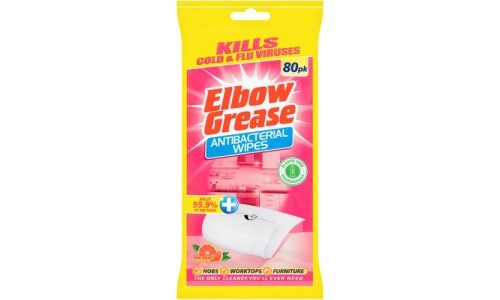 ELBOW GREASE ANTIBACTERIAL WIPES PINK universalios paviršių valymo servetelės 80 vnt