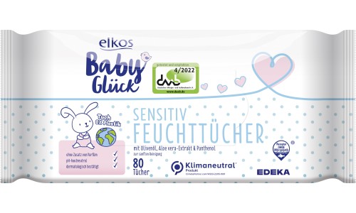 ELKOS BABY TUECHER SENSITIVE drėgnos servetėlės kūdikiams 2×80 vnt