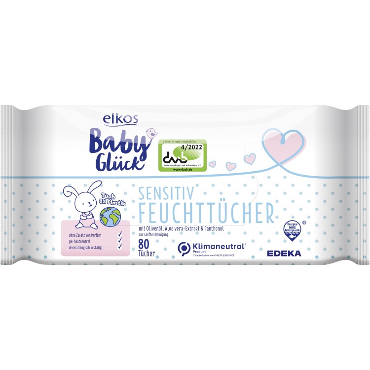 ELKOS BABY TUECHER SENSITIVE drėgnos servetėlės kūdikiams 2×80 vnt