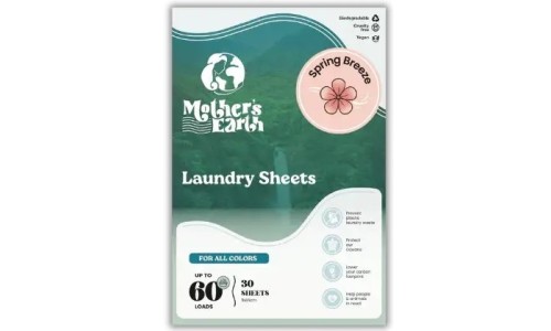 MOTHERS EARTH LAUNDRY SHEETS SPRING BREEZE ekologiški skalbimo lapeliai 30 vnt