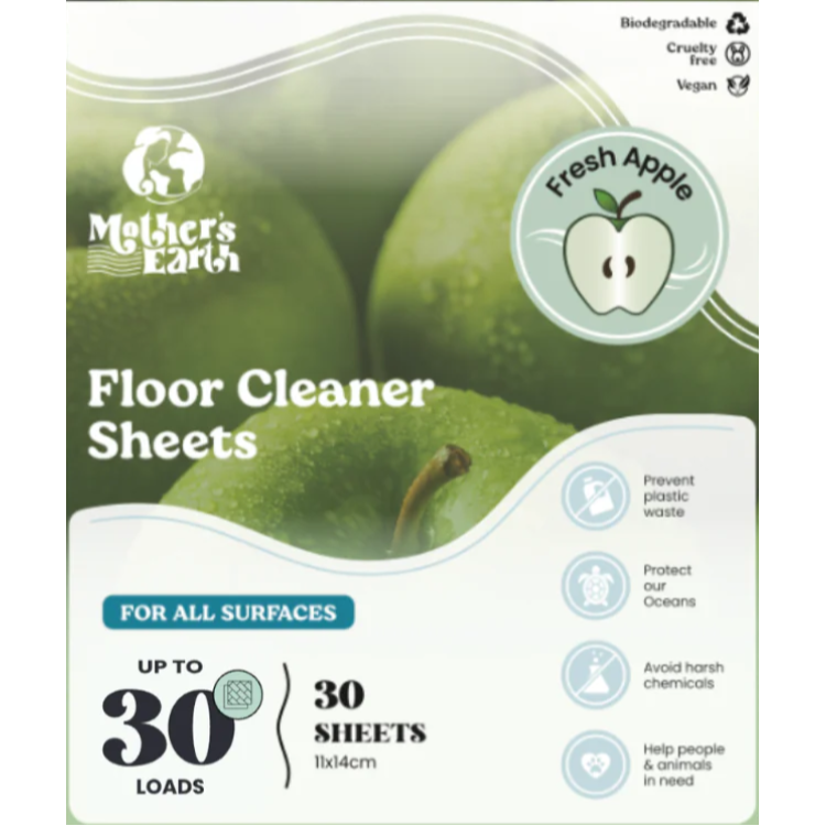 MOTHERS EARTH FLOOR CLEANER ekologiški grindų plovimo lapeliai 30 vnt