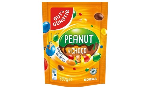 GUT&GUNSTIG PEANUT&CHOCO spalvota dražė 250 g