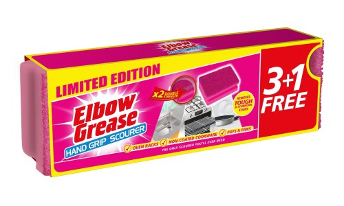ELBOW GREASE PINK SCOURER indų plovimo kempinės 4 vnt