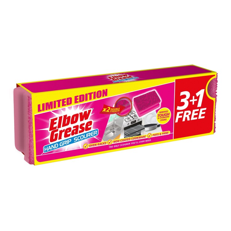 ELBOW GREASE PINK SCOURER indų plovimo kempinės 4 vnt