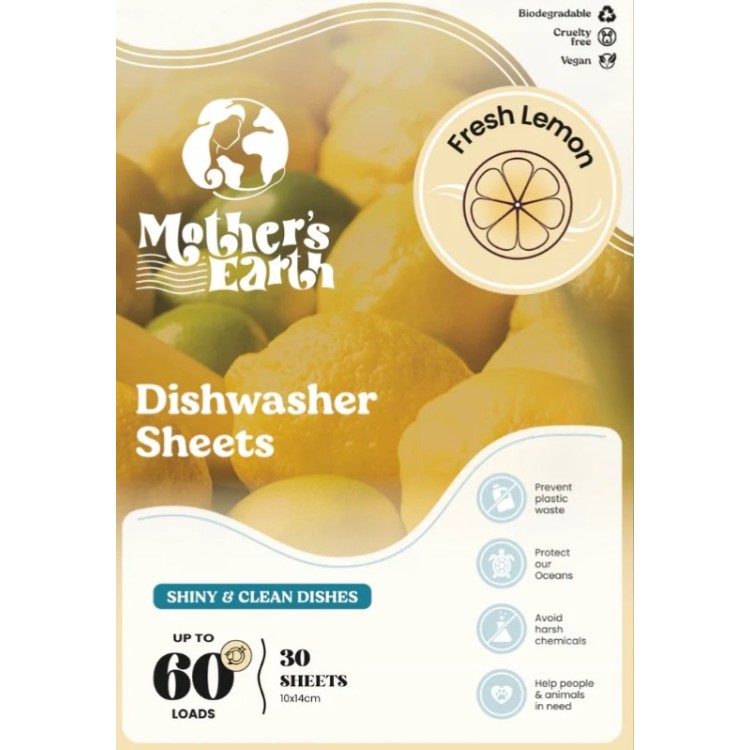 MOTHERS EARTH DISHWASHER SHEETS ekologiški indaplovės lapeliai 30 vnt