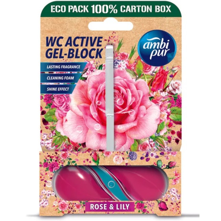 AMBI PUR ACTIVE GEL-BLOCK ROSE & LILY wc muiliukas 45 g