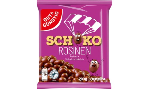 GUT GÜNSTIG razinos šokolade 200 g