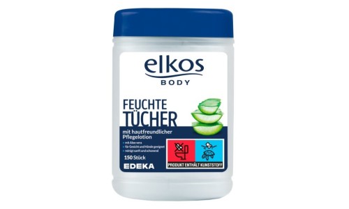 ELKOS drėgnos kūno priežiūros servetėlės dėžutėje 150 vnt