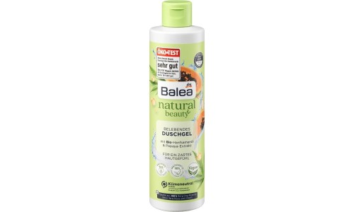BALEA NATURAL BEAUTY dušo želė su kanapių sėklomis ir papaja 250 ml