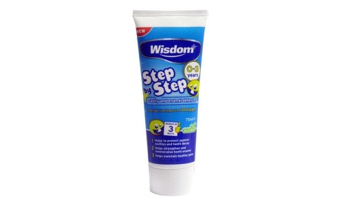 WISDOM KIDS STEP BY STEP 0-3 YEARS vaikiška dantų pasta 75 ml