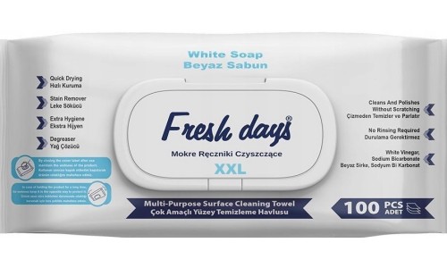 FRESH DAYS XXL universalios drėgnos servetelės 100 vnt