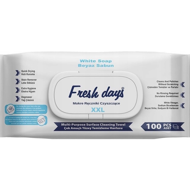 FRESH DAYS XXL universalios drėgnos servetelės 100 vnt