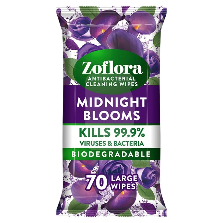 ZOFLORA MIDNIGHT BLOOMS paviršių valymo servetėlės 70 vnt